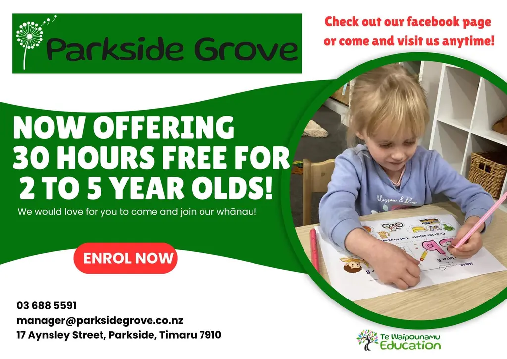 Children engaged in a hands-on play setup at Parkside Grove